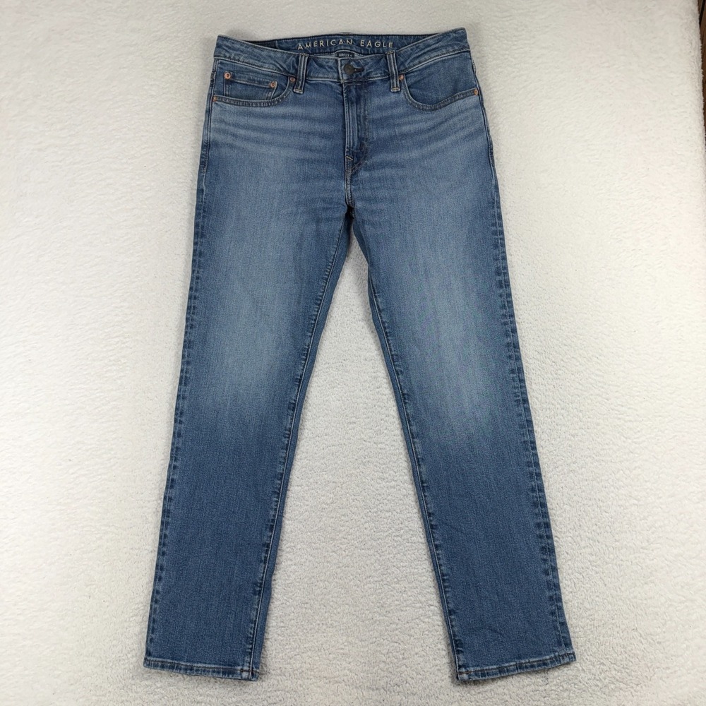 American Eagle Airflex Slim Straight Jeans Mens 32x32 (33x29) Light Blue Denim